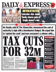 Daily Express (UK) Newspaper Front Page for 30 October 2018
