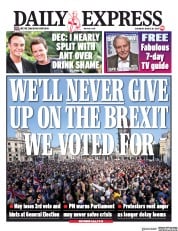 Daily Express (UK) Newspaper Front Page for 30 March 2019