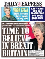 Daily Express (UK) Newspaper Front Page for 3 October 2018