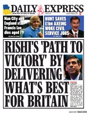 Daily Express (UK) Newspaper Front Page for 3 October 2023
