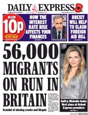 Daily Express (UK) Newspaper Front Page for 3 November 2017