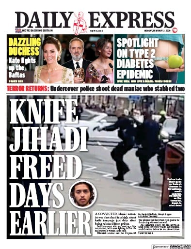 Daily Express Newspaper Front Page (UK) for 3 February 2020