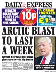 Daily Express (UK) Newspaper Front Page for 4 January 2018