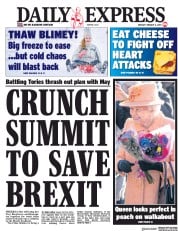 Daily Express (UK) Newspaper Front Page for 4 February 2019