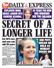 Daily Express Newspaper Front Page (UK) for 4 July 2012