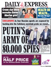 Daily Express (UK) Newspaper Front Page for 5 October 2018