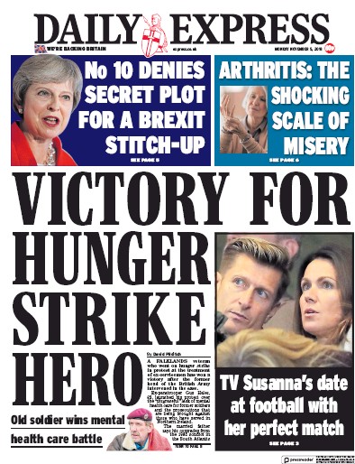 Daily Express Newspaper Front Page (UK) for 5 November 2018