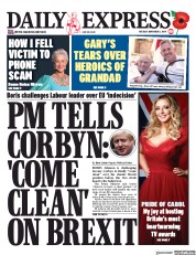 Daily Express (UK) Newspaper Front Page for 5 November 2019