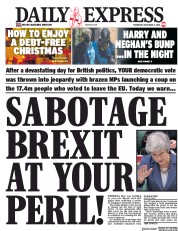 Daily Express (UK) Newspaper Front Page for 5 December 2018