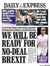 Daily Express (UK) Newspaper Front Page for 5 July 2019