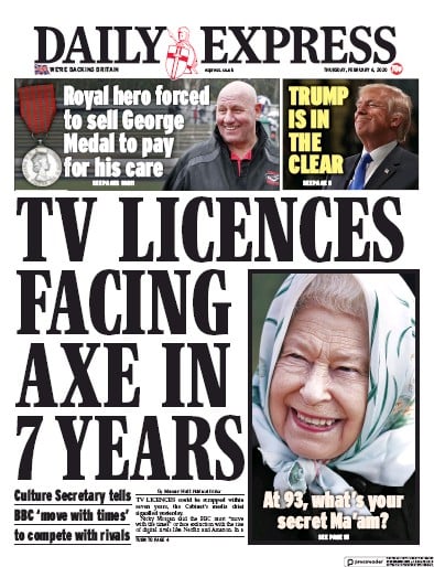 Daily Express Newspaper Front Page (UK) for 6 February 2020