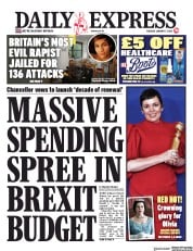 Daily Express (UK) Newspaper Front Page for 7 January 2020
