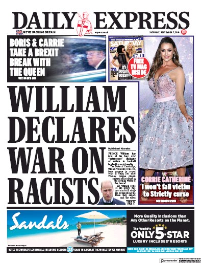 Daily Express Newspaper Front Page (UK) for 7 September 2019