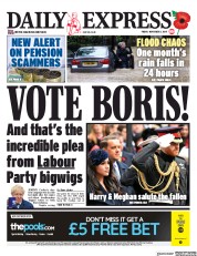 Daily Express (UK) Newspaper Front Page for 8 November 2019