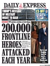 Daily Express (UK) Newspaper Front Page for 8 January 2020