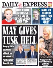 Daily Express (UK) Newspaper Front Page for 8 February 2019