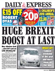 Daily Express (UK) Newspaper Front Page for 9 December 2017