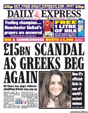 Daily Express Newspaper Front Page (UK) for 9 May 2011