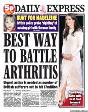 Daily Express (UK) Newspaper Front Page for 9 May 2012