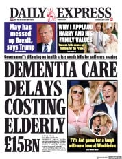 Daily Express (UK) Newspaper Front Page for 9 July 2019