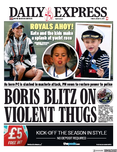 Daily Express Newspaper Front Page (UK) for 9 August 2019