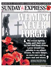 Daily Express Sunday (UK) Newspaper Front Page for 11 November 2018