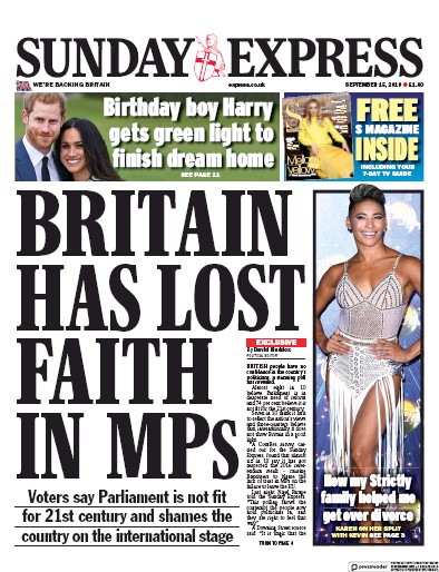 Daily Express Sunday Newspaper Front Page (UK) for 15 September 2019