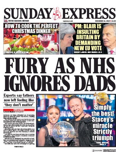 Daily Express Sunday Newspaper Front Page (UK) for 16 December 2018