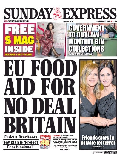 Daily Express Sunday Newspaper Front Page (UK) for 17 February 2019