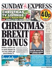 Daily Express Sunday (UK) Newspaper Front Page for 24 December 2017