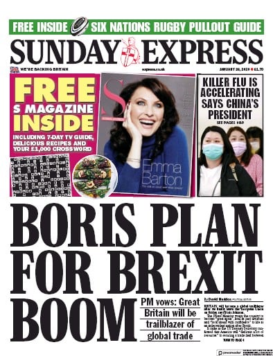 Daily Express Sunday Newspaper Front Page (UK) for 26 January 2020