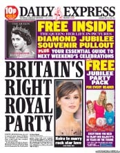 Daily Express Sunday (UK) Newspaper Front Page for 26 May 2012