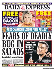 Daily Express Sunday Newspaper Front Page (UK) for 28 May 2011