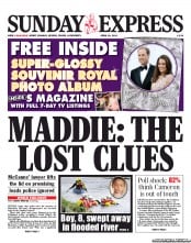 Daily Express Sunday (UK) Newspaper Front Page for 29 April 2012