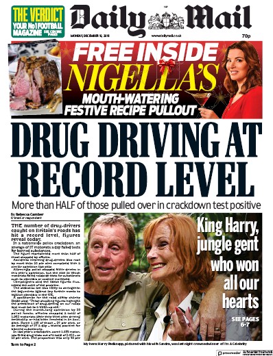 Daily Mail Newspaper Front Page (UK) for 10 December 2018