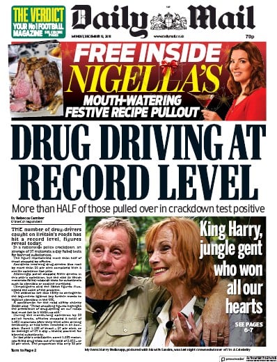 Daily Mail Newspaper Front Page (UK) for 11 December 2018
