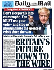 Daily Mail (UK) Newspaper Front Page for 11 December 2019