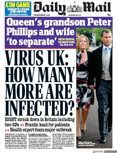 Daily Mail Newspaper Front Page (UK) for 11 February 2020