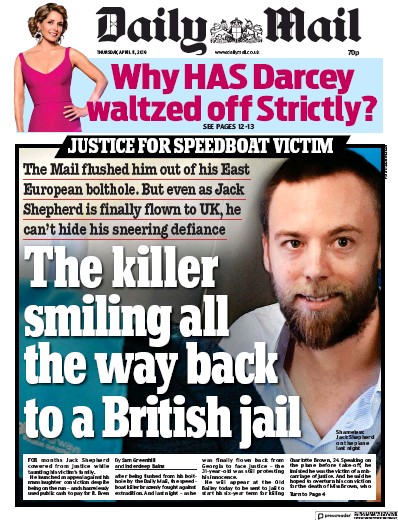 Daily Mail Newspaper Front Page (UK) for 11 April 2019