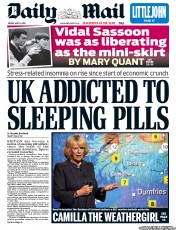 Daily Mail (UK) Newspaper Front Page for 11 May 2012