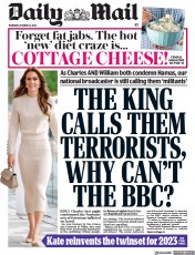 Daily Mail (UK) Newspaper Front Page for 12 October 2023