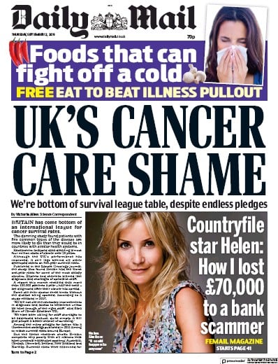 Daily Mail Newspaper Front Page (UK) for 12 September 2019