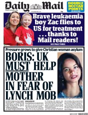 Daily Mail (UK) Newspaper Front Page for 13 November 2018