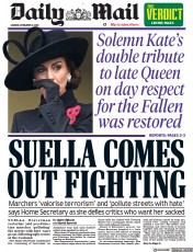 Daily Mail (UK) Newspaper Front Page for 13 November 2023