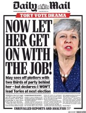 Daily Mail (UK) Newspaper Front Page for 13 December 2018