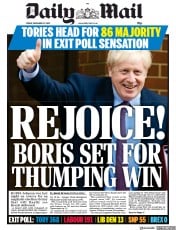 Daily Mail (UK) Newspaper Front Page for 13 December 2019