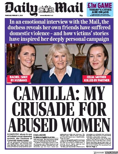 Daily Mail Newspaper Front Page (UK) for 13 February 2020