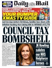 Daily Mail (UK) Newspaper Front Page for 14 December 2018