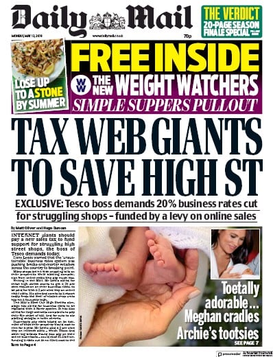 Daily Mail Newspaper Front Page (UK) for 14 May 2019