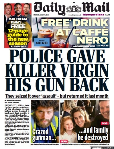 Daily Mail (UK) Front Page For 14 August 2021 | Paperboy Online Newspapers